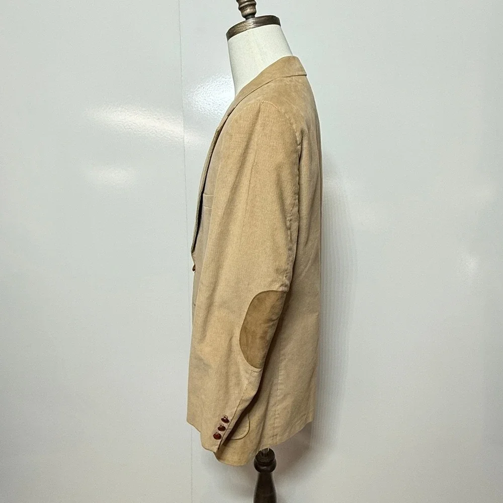 Vintage Levis Corduroy Blazer Mens 44R Tan Elbow‎ Patches Sport Coat Jacket
